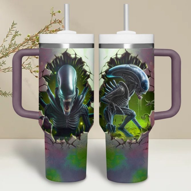 Alien Movies Custom Stanley Quencher 40Oz Stainless Steel Tumbler - Image 3