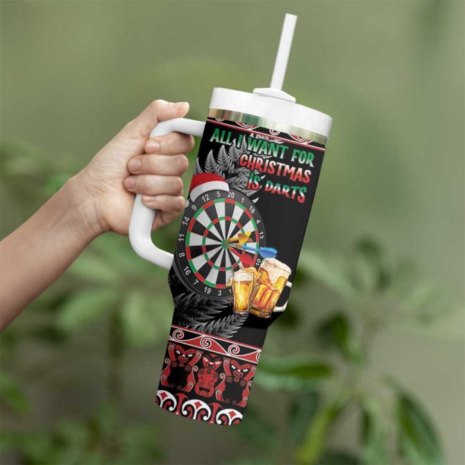 All I Want For Christmas Is Darts New Zealand Custom Stanley Quencher 40Oz Stainless Steel Tumbler With Handle - Image 3