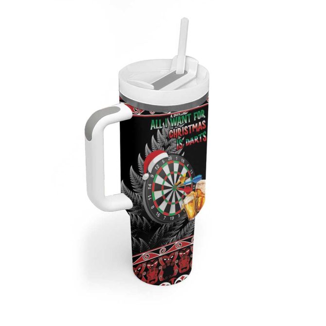 All I Want For Christmas Is Darts New Zealand Custom Stanley Quencher 40Oz Stainless Steel Tumbler With Handle - Image 2