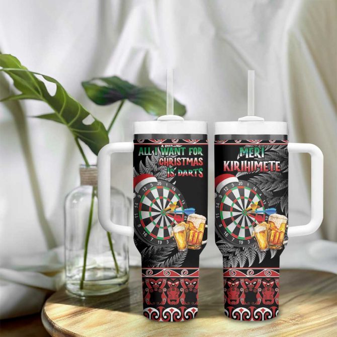 All I Want For Christmas Is Darts New Zealand Custom Stanley Quencher 40Oz Stainless Steel Tumbler With Handle - Image 9