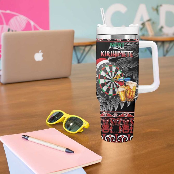 All I Want For Christmas Is Darts New Zealand Custom Stanley Quencher 40Oz Stainless Steel Tumbler With Handle - Image 5