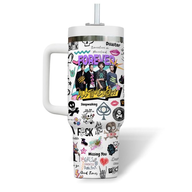 All Time Low Music Custom Stanley Quencher 40Oz Stainless Steel Tumbler - Image 4