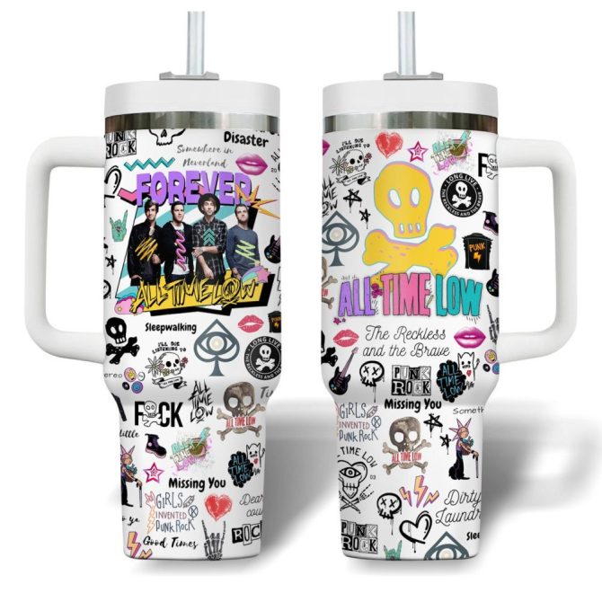 All Time Low Music Custom Stanley Quencher 40Oz Stainless Steel Tumbler