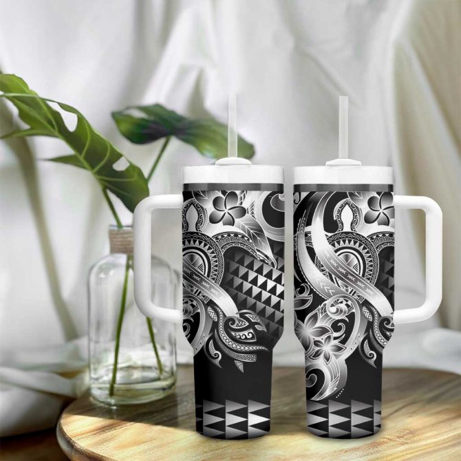 Aloha Black Tribal Honu Tattoo Custom Stanley Quencher 40Oz Stainless Steel Tumbler With Handle - Image 9