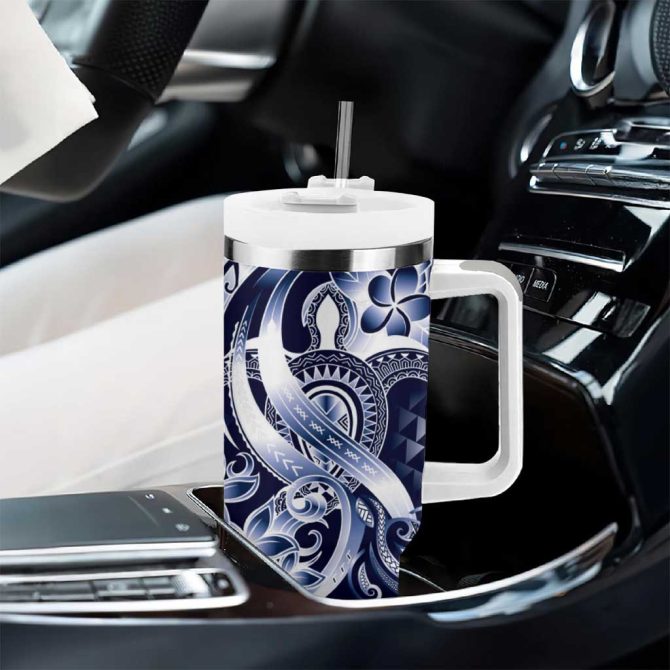 Aloha Blue Tribal Honu Tattoo Custom Stanley Quencher 40Oz Stainless Steel Tumbler With Handle - Image 8