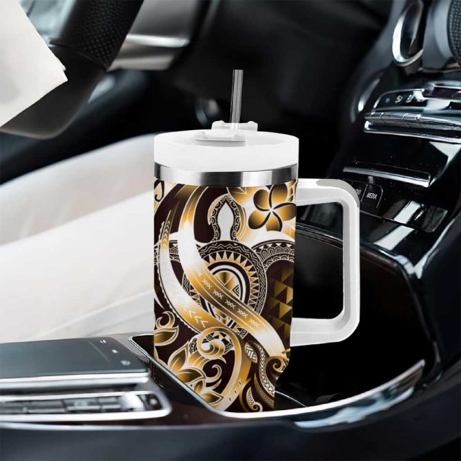 Aloha Gold Tribal Honu Tattoo Custom Stanley Quencher 40Oz Stainless Steel Tumbler With Handle - Image 8