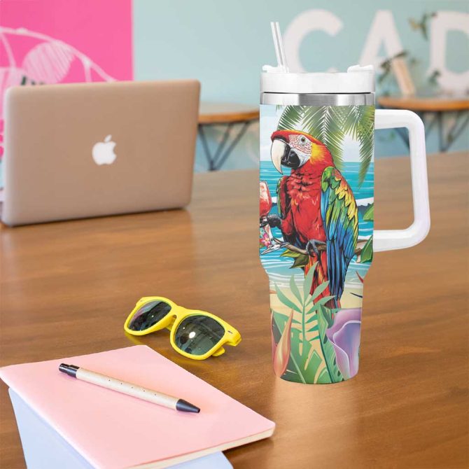 Aloha Hawaii Christmas It #8217;S 5 O #8217;Clock Somewhere Custom Stanley Quencher 40Oz Stainless Steel Tumbler With Handle - Image 5