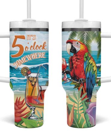 Aloha Hawaii Christmas It #8217;S 5 O #8217;Clock Somewhere Custom Stanley Quencher 40Oz Stainless Steel Tumbler With Handle