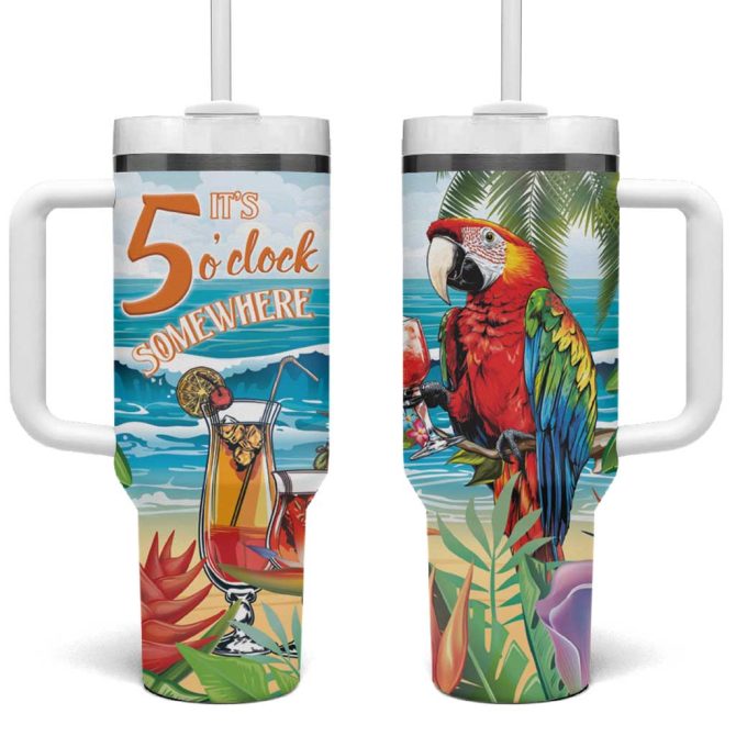 Aloha Hawaii Christmas It #8217;S 5 O #8217;Clock Somewhere Custom Stanley Quencher 40Oz Stainless Steel Tumbler With Handle