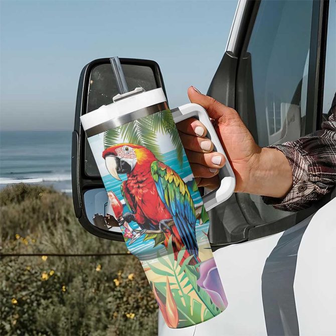 Aloha Hawaii Christmas It #8217;S 5 O #8217;Clock Somewhere Custom Stanley Quencher 40Oz Stainless Steel Tumbler With Handle - Image 7