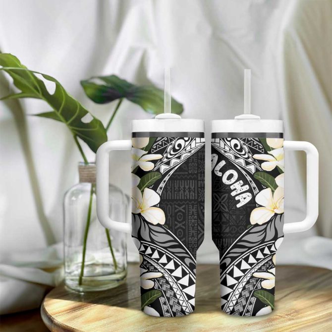 Aloha Hawaii Festive Frangipani Lace Classic Custom Stanley Quencher 40Oz Stainless Steel Tumbler With Handle - Image 9