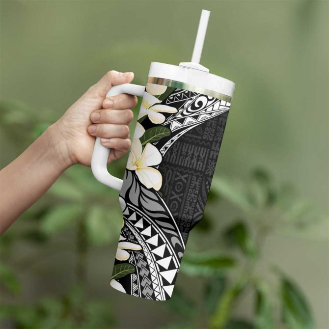 Aloha Hawaii Festive Frangipani Lace Classic Custom Stanley Quencher 40Oz Stainless Steel Tumbler With Handle - Image 3