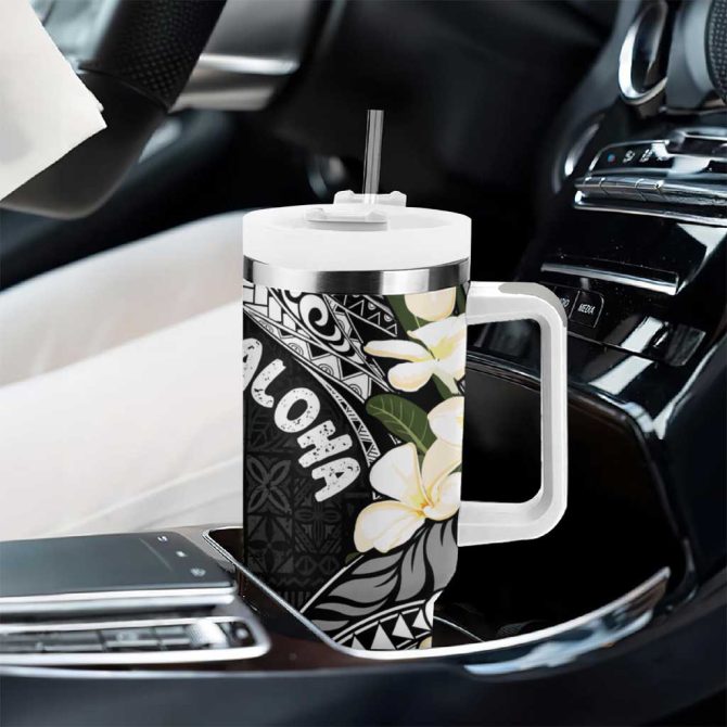 Aloha Hawaii Festive Frangipani Lace Classic Custom Stanley Quencher 40Oz Stainless Steel Tumbler With Handle - Image 8
