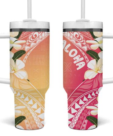 Aloha Hawaii Festive Frangipani Lace Classic Spring S Custom Stanley Quencher 40Oz Stainless Steel Tumbler With Handle