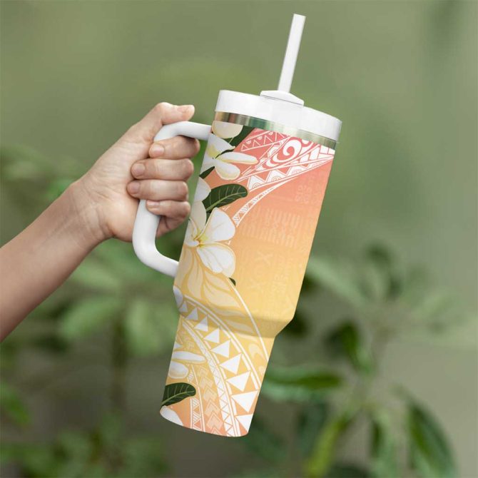 Aloha Hawaii Festive Frangipani Lace Classic Spring S Custom Stanley Quencher 40Oz Stainless Steel Tumbler With Handle - Image 3