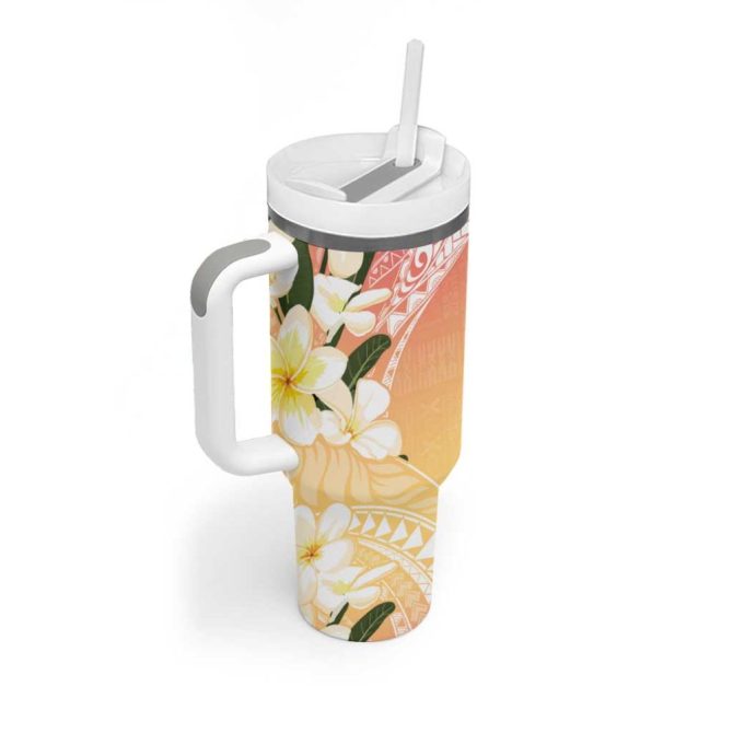 Aloha Hawaii Festive Frangipani Lace Classic Spring S Custom Stanley Quencher 40Oz Stainless Steel Tumbler With Handle - Image 2