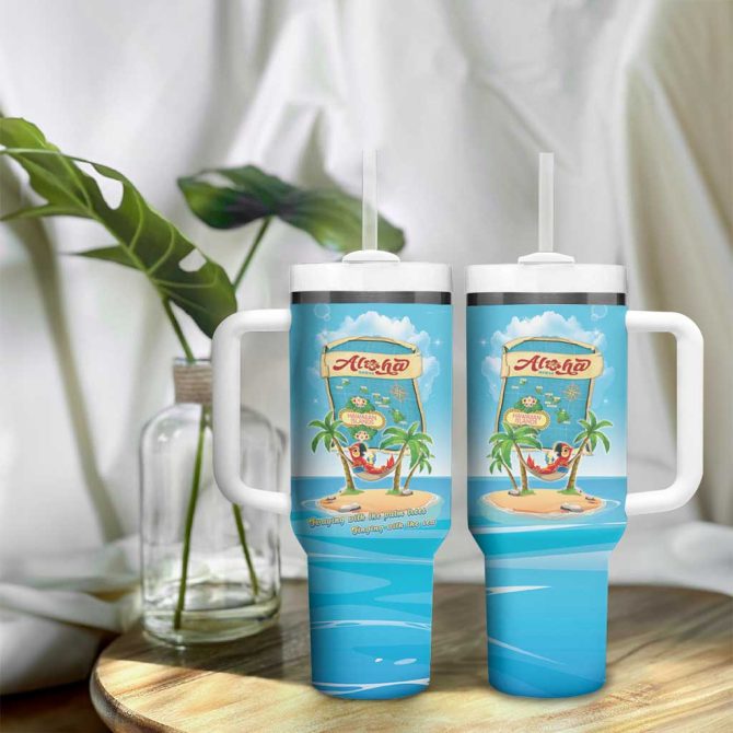 Aloha Hawaii Funny Macaw Parrot Tropical Custom Stanley Quencher 40Oz Stainless Steel Tumbler With Handle - Image 9