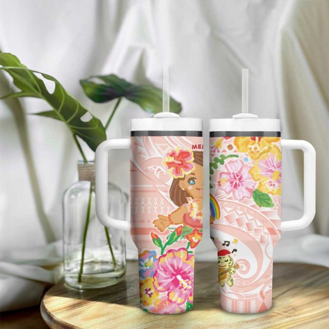 Aloha Hawaii Kawaii Mele Kalikimaka Pastel Fever Custom Stanley Quencher 40Oz Stainless Steel Tumbler With Handle - Image 9