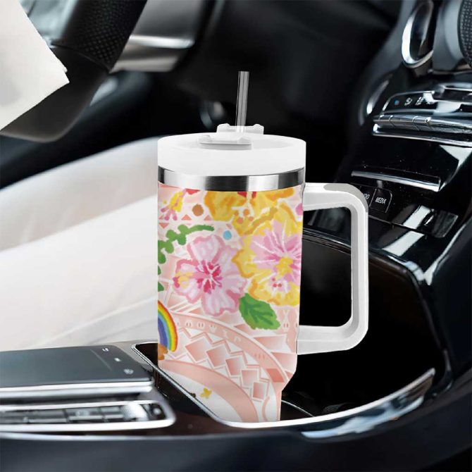 Aloha Hawaii Kawaii Mele Kalikimaka Pastel Fever Custom Stanley Quencher 40Oz Stainless Steel Tumbler With Handle - Image 8