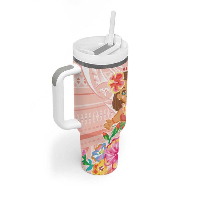 Aloha Hawaii Kawaii Mele Kalikimaka Pastel Fever Custom Stanley Quencher 40Oz Stainless Steel Tumbler With Handle - Image 2