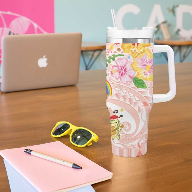 Aloha Hawaii Kawaii Mele Kalikimaka Pastel Fever Custom Stanley Quencher 40Oz Stainless Steel Tumbler With Handle - Image 5