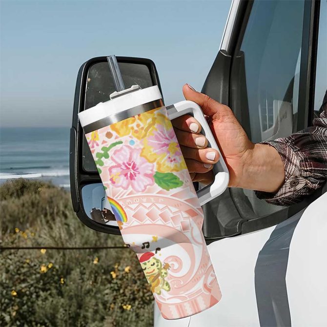 Aloha Hawaii Kawaii Mele Kalikimaka Pastel Fever Custom Stanley Quencher 40Oz Stainless Steel Tumbler With Handle - Image 7
