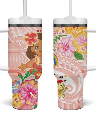 Aloha Hawaii Kawaii Mele Kalikimaka Pastel Fever Custom Stanley Quencher 40Oz Stainless Steel Tumbler With Handle