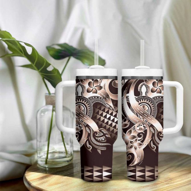 Aloha Mocha Mousse Tribal Honu Tattoo Custom Stanley Quencher 40Oz Stainless Steel Tumbler With Handle - Image 9