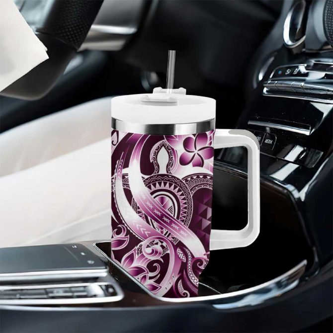 Aloha Pink Tribal Honu Tattoo Custom Stanley Quencher 40Oz Stainless Steel Tumbler With Handle - Image 8