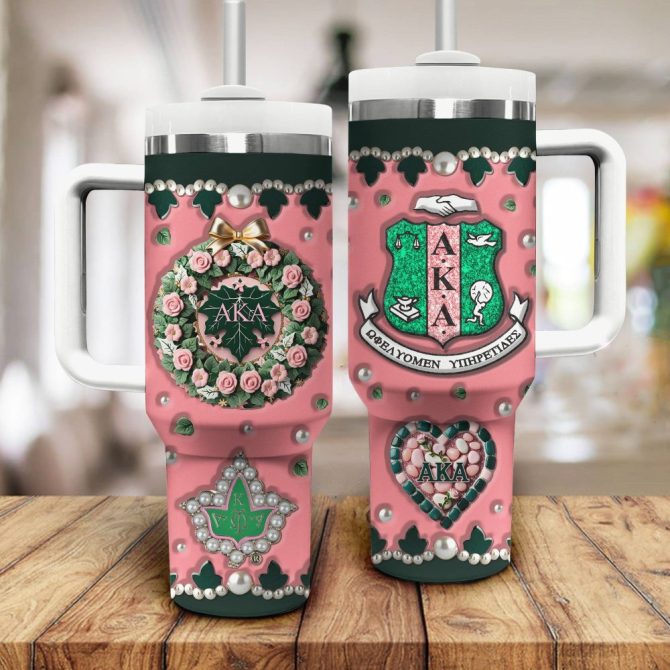 Alpha Kappa Alpha Aka Custom Stanley Quencher 40Oz Stainless Steel Tumbler With Handle - Image 2