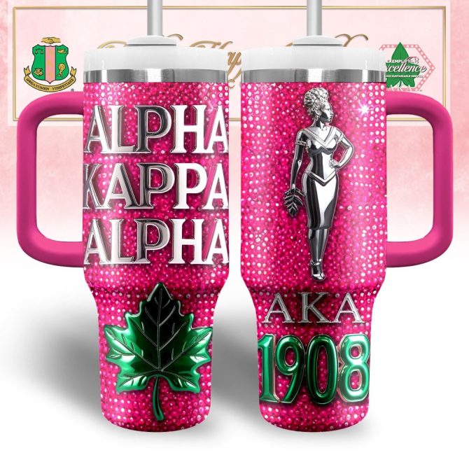 Alpha Kappa Alpha Aka Custom Stanley Quencher 40Oz Stainless Steel Tumbler With Handle