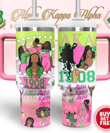 Alpha Kappa Alpha Aka Custom Stanley Quencher 40Oz Stainless Steel Tumbler With Handle