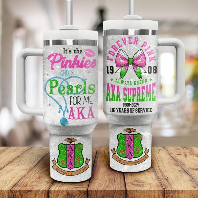 Alpha Kappa Alpha Aka Custom Stanley Quencher 40Oz Stainless Steel Tumbler With Handle - Image 3