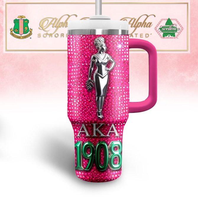 Alpha Kappa Alpha Aka Custom Stanley Quencher 40Oz Stainless Steel Tumbler With Handle - Image 3