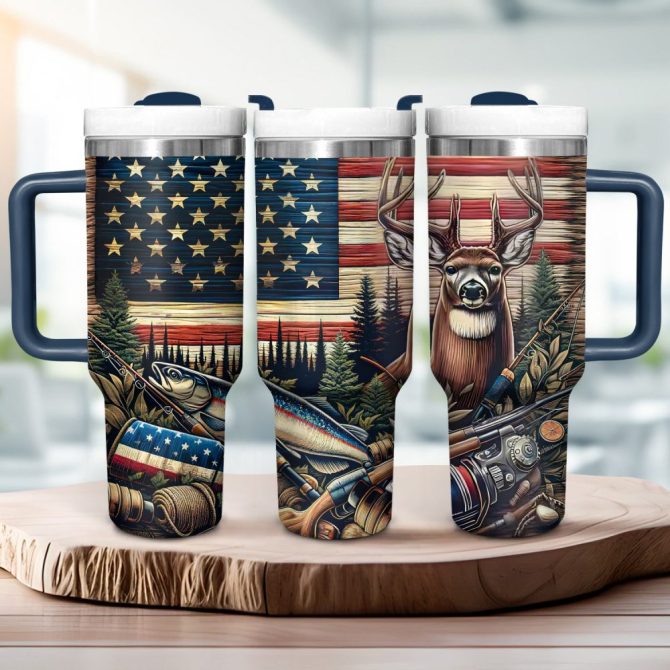 American Fishing And Deer Custom Stanley Quencher 40Oz Stainless Steel Tumbler With Handle - Image 2