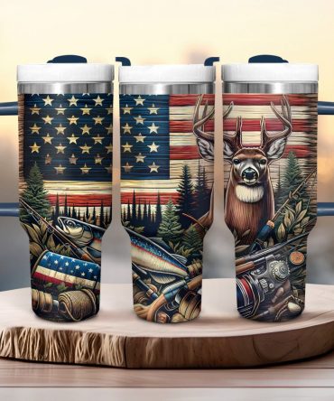 American Fishing And Deer Custom Stanley Quencher 40Oz Stainless Steel Tumbler With Handle