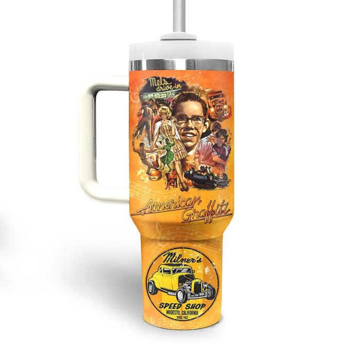 American Graffiti Movies Custom Stanley Quencher 40Oz Stainless Steel Tumbler - Image 4