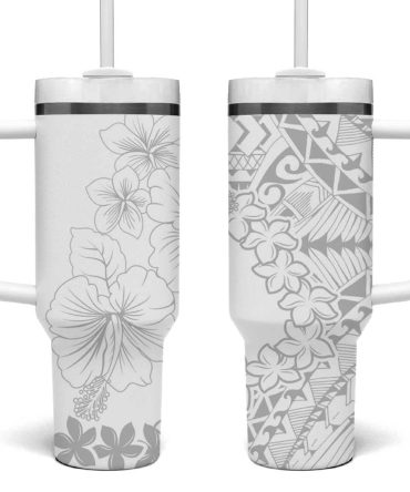 American Samoa Lotu Tamaiti White Sunday Plumeria White Custom Stanley Quencher 40Oz Stainless Steel Tumbler With Handle