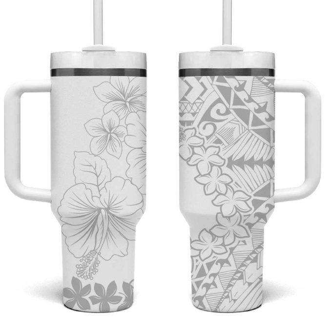 American Samoa Lotu Tamaiti White Sunday Plumeria White Custom Stanley Quencher 40Oz Stainless Steel Tumbler With Handle