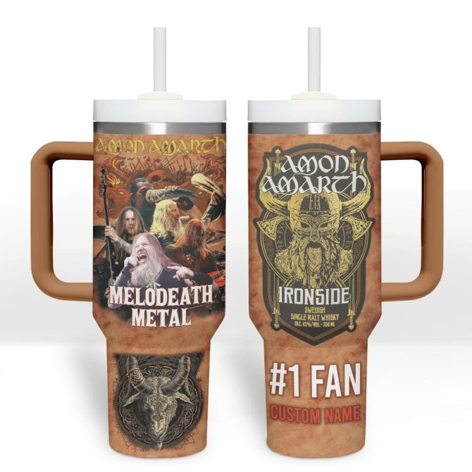 Amon Amarth Music Custom Stanley Quencher 40Oz Stainless Steel Tumbler With Handle - Image 2