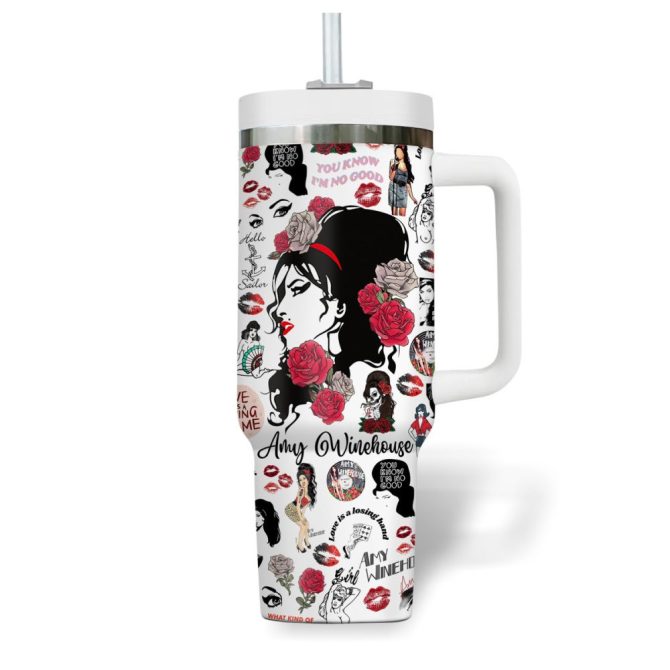 Amy Winehouse Music Custom Stanley Quencher 40Oz Stainless Steel Tumbler - Image 3