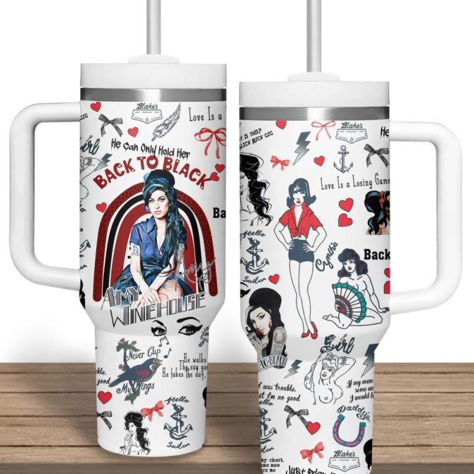 Amy Winehouse Music Custom Stanley Quencher 40Oz Stainless Steel Tumbler - Image 2
