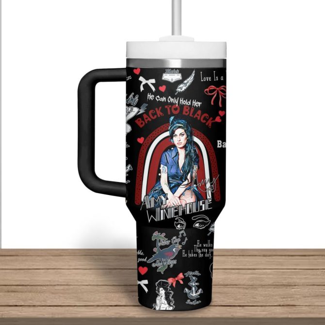 Amy Winehouse Music Custom Stanley Quencher 40Oz Stainless Steel Tumbler - Image 5
