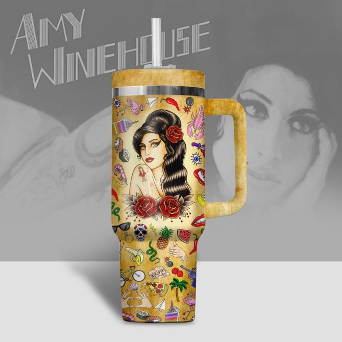 Amy Winehouse Music Custom Stanley Quencher 40Oz Stainless Steel Tumbler - Image 3