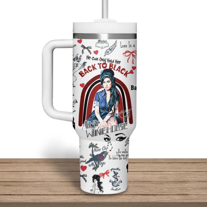 Amy Winehouse Music Custom Stanley Quencher 40Oz Stainless Steel Tumbler - Image 3