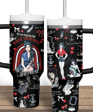 Amy Winehouse Music Custom Stanley Quencher 40Oz Stainless Steel Tumbler