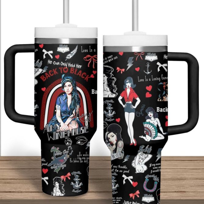 Amy Winehouse Music Custom Stanley Quencher 40Oz Stainless Steel Tumbler