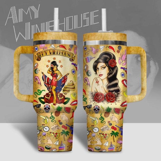 Amy Winehouse Music Custom Stanley Quencher 40Oz Stainless Steel Tumbler