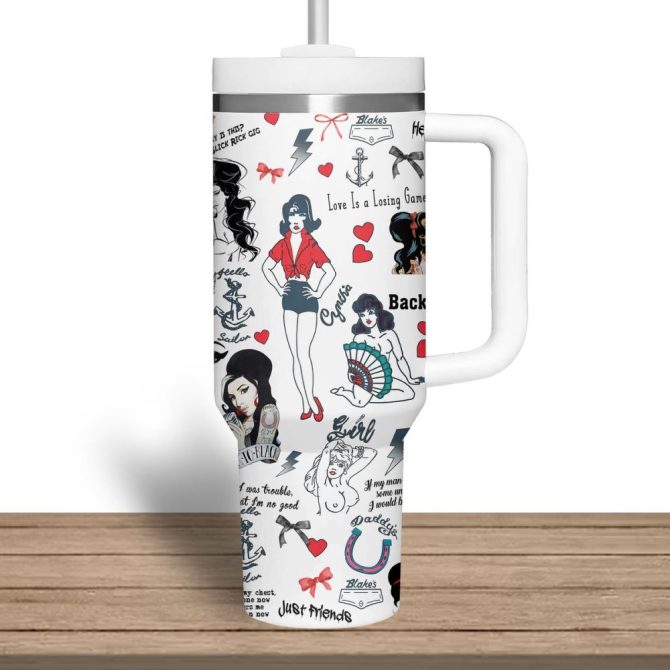 Amy Winehouse Music Custom Stanley Quencher 40Oz Stainless Steel Tumbler - Image 4
