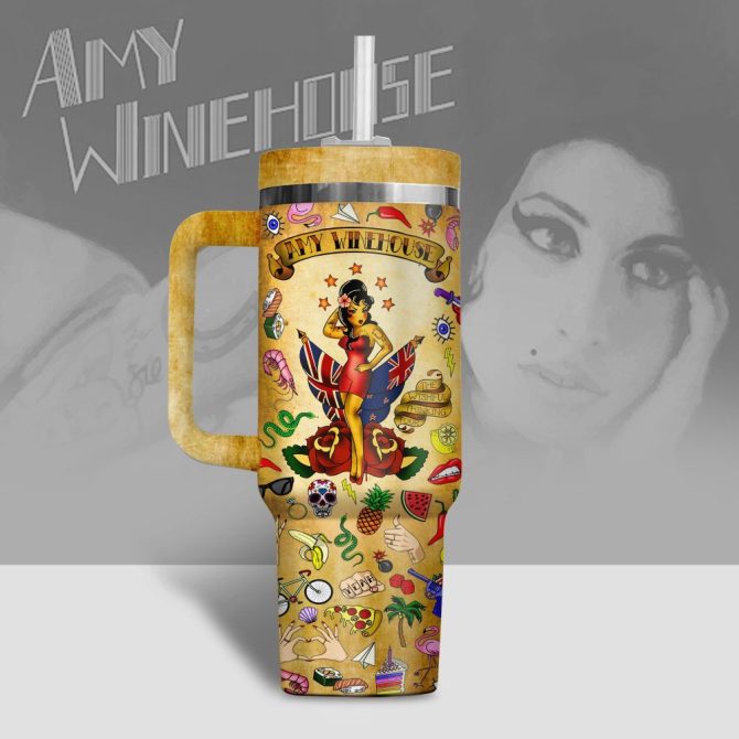 Amy Winehouse Music Custom Stanley Quencher 40Oz Stainless Steel Tumbler - Image 2